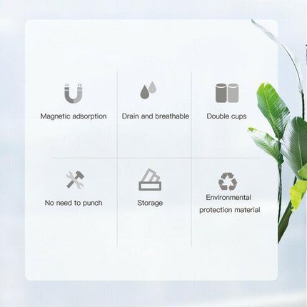 Ecoco Toothbrush Holder Multifunctional Wall-Mounted Magnetic Bathroom Grey