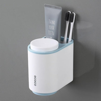 Ecoco Toothbrush Holder Multifunctional Wall-Mounted Magnetic Bathroom Grey