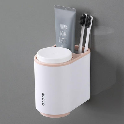 Ecoco Toothbrush Holder Multifunctional Wall-Mounted Magnetic Bathroom Grey