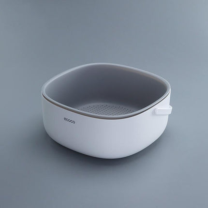 Ecoco Double Drain Basket Bowl Washing Kitchen Strainer Noodles Vegetables Fruit Sink Supplies Green