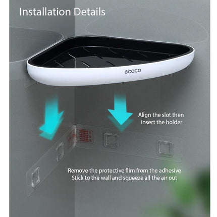 Ecoco Bathroom Corner Shower Shelf Corner Shower Caddy Shower Storage Organizer Wall Mounted for Bathroom, Kitchen, Toilet Grey