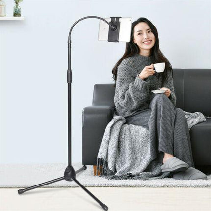 Universal Tripod Floor Stand Adjustable Gooseneck Holder 4-12.9 inch Tablet iPad iPhone