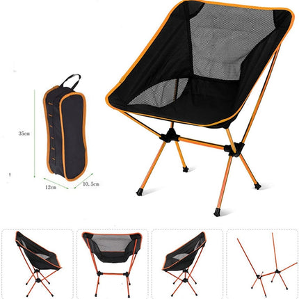 Ultralight Aluminum Alloy Folding Camping Camp Chair Outdoor Hiking Patio Backpacking Black