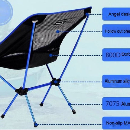 Ultralight Aluminum Alloy Folding Camping Camp Chair Outdoor Hiking Black