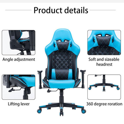 Gaming Chair Ergonomic Racing chair 165° Reclining Gaming Seat 3D Armrest Footrest Black