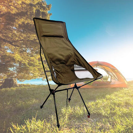 Camping Chair Folding High Back Backpacking Chair with Headrest Brown