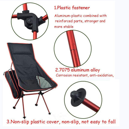 Camping Chair Folding High Back Backpacking Chair with Headrest Brown