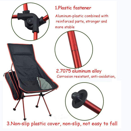 Camping Chair Folding High Back Backpacking Chair with Headrest Red