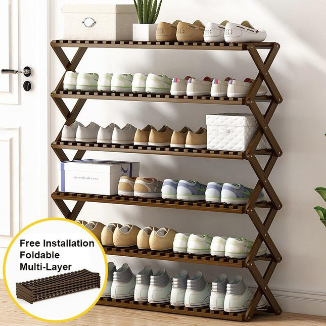 Multi-purpose Bamboo Collapsible Folding Storage Shoe Rack Shelf Organizer 100cm 4 Tier