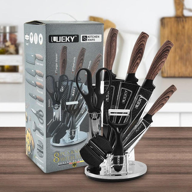 8 pieces Kitchen Knife Set Everich Chef Sharpener Knives Stainless Steel Nonstick Scissor Gift