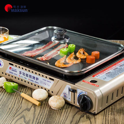 Portable Gas Burner Stove with Inset Non Stick Cooking Pan Cooker Butane Camping 60mm