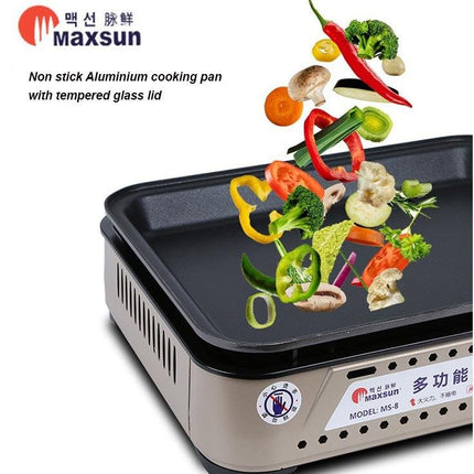 Portable Gas Burner Stove with Inset Non Stick Cooking Pan Cooker Butane Camping 35mm Cooking Pan