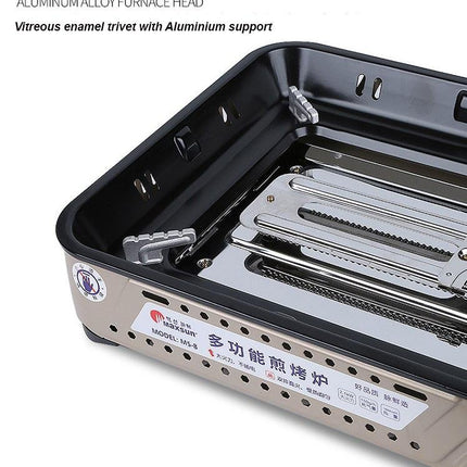 Portable Gas Burner Stove with Inset Non Stick Cooking Pan Cooker Butane Camping 35mm Cooking Pan