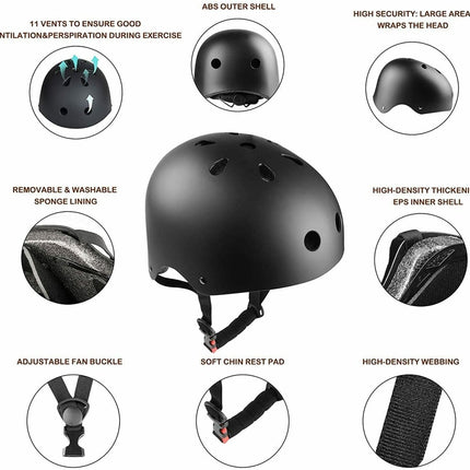 Scooter Protective Gear with Knee Elbow Pads Wrist Guards Helmet for Kids/Teens/Adult Large