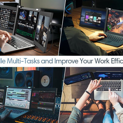 11.9 Inch Triple Portable Monitor 2022 FOPO 1080P FHD IPS Attachable Triple Monitor Extender, Triple Screen for Laptop of 13"-16" Compatible with Windows/Mac/Switch/Xbox Connect with USB-C/HDMI