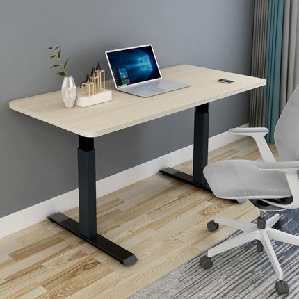 120cm Standing Desk Height Adjustable Sit Black Stand Motorised Black Single Motor Frame Birch Top