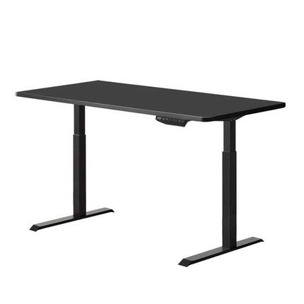 140cm Standing Desk Height Adjustable Sit Stand Motorised Black Single Motor Frame Black Top