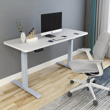 140cm Standing Desk Height Adjustable Sit Stand Motorised White Single Motor Frame Maple Top