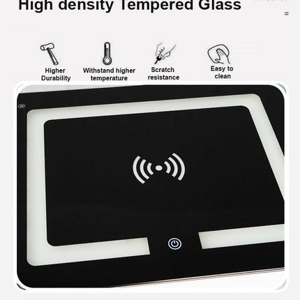 Smart Bedside Tables Side 3 Drawers Wireless Charging Nightstand LED Light USB Left Hand Connection