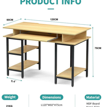 Book Storage Computer Table Desk  Student Study Home Office Workstation with Bookshelf