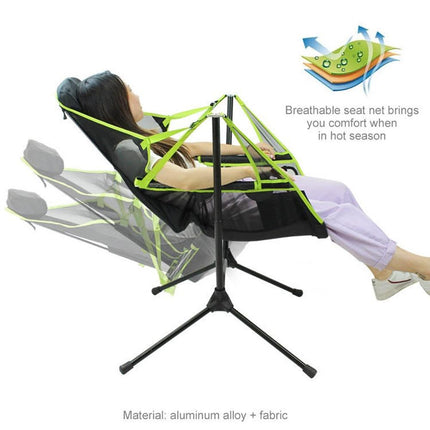 Camping Chair Foldable Swing Luxury Recliner Relaxation Swinging Comfort Lean Back Outdoor Folding Chair Outdoor Freestyle Portable Folding Rocking Chair Blue