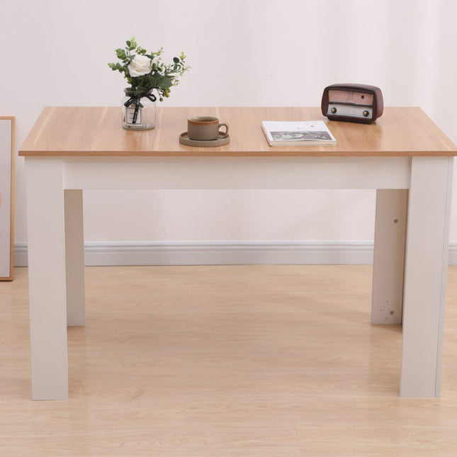 Dining Table Rectangular Wooden 120M-Wood&amp;White