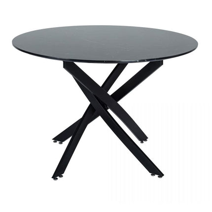 Round Marble-Effect Table &#8211; Black