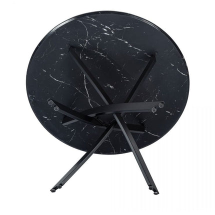 Round Marble-Effect Table &#8211; Black