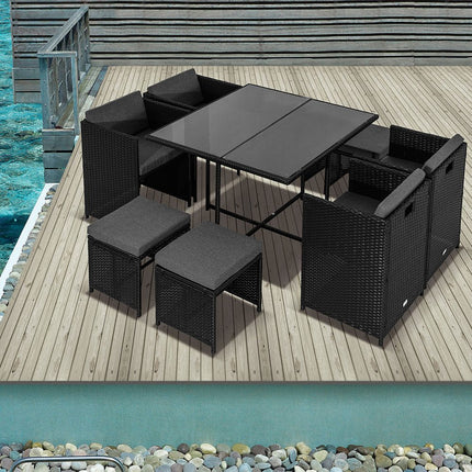 Horrocks 8 Seater Outdoor Dining Set – Black