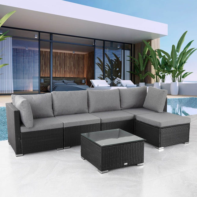 Ottoman-Style Outdoor Lounge Set in Black