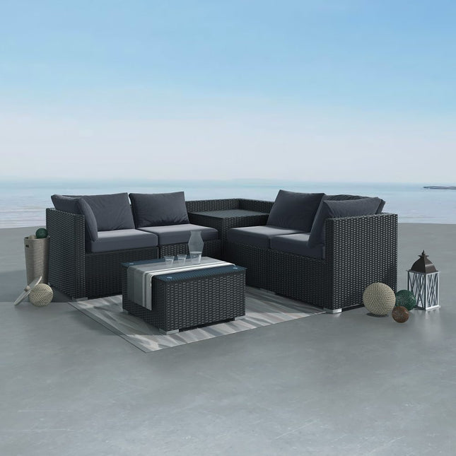 6PCS Outdoor Modular Lounge Sofa Coogee - Black