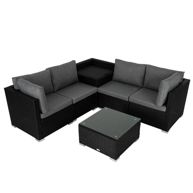 6PCS Outdoor Modular Lounge Sofa Coogee - Black