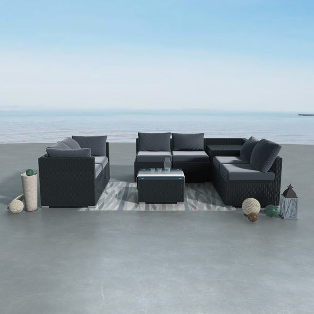 8PCS Outdoor Furniture Modular Lounge Sofa Lizard &#8211; Black