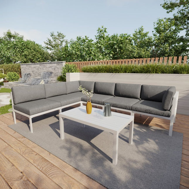 Outdoor White Modern 7 Piece Lounge Set