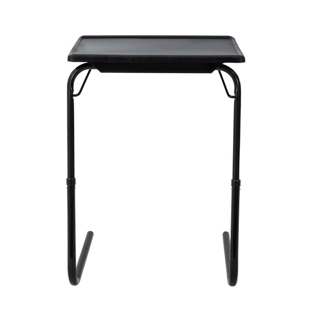 Foldable Table Adjustable Tray Laptop Desk with Removable Cup Holder-Black