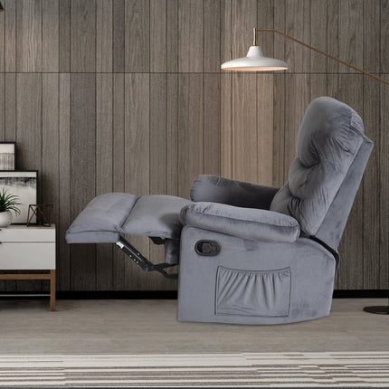 Wide Manual Single Recliner Sofa – Velvet Grey