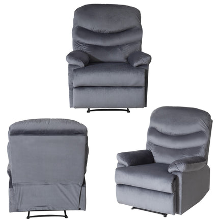 Wide Manual Single Recliner Sofa – Velvet Grey