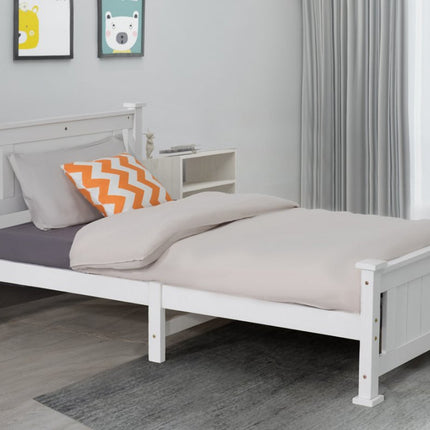 King Single Solid Pine Timber Bed Frame &#8211; White