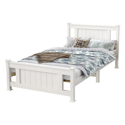 Single Solid Pine Timber Bed Frame &#8211; White