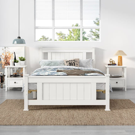 Single Solid Pine Timber Bed Frame &#8211; White