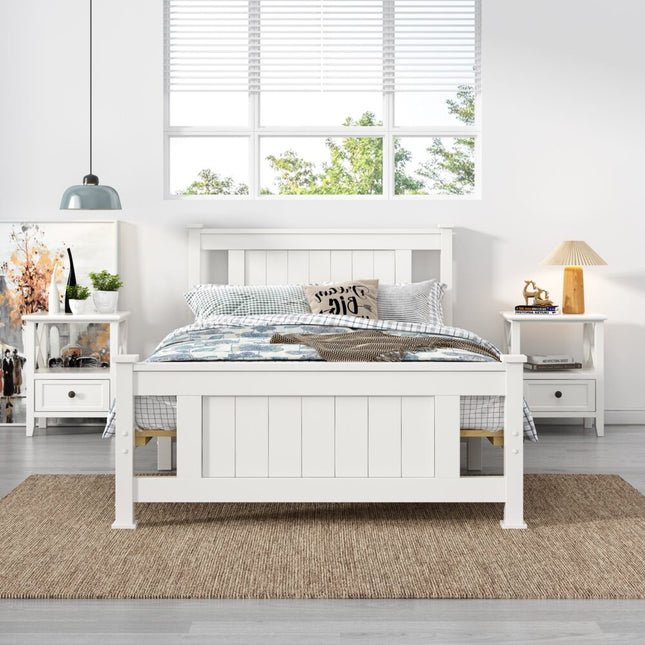 Single Solid Pine Timber Bed Frame – White