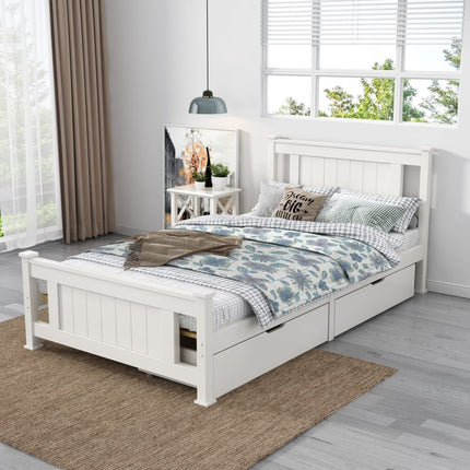 Single Solid Pine Timber Bed Frame &#8211; White