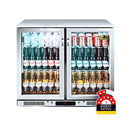 2-Door Stainless Steel Under Counter Can Cooler Wine Bar Fridge 208L | Pre Order