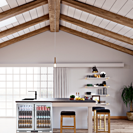 2-Door Stainless Steel Under Counter Can Cooler Wine Bar Fridge 208L | Pre Order