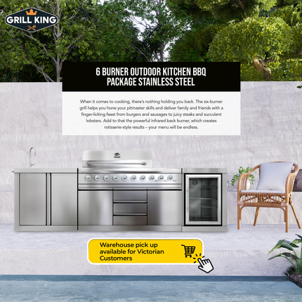 Hurricane 6 Burner Outdoor Kitchen BBQ Package High Grade #304 Stainless Steel