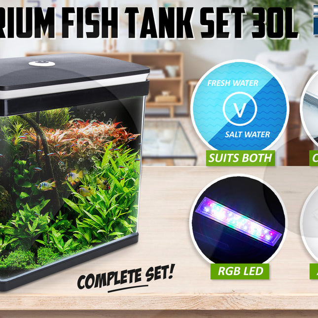 Dynamic Power Aquarium Fish Tank 30L Curved Glass RGB LED