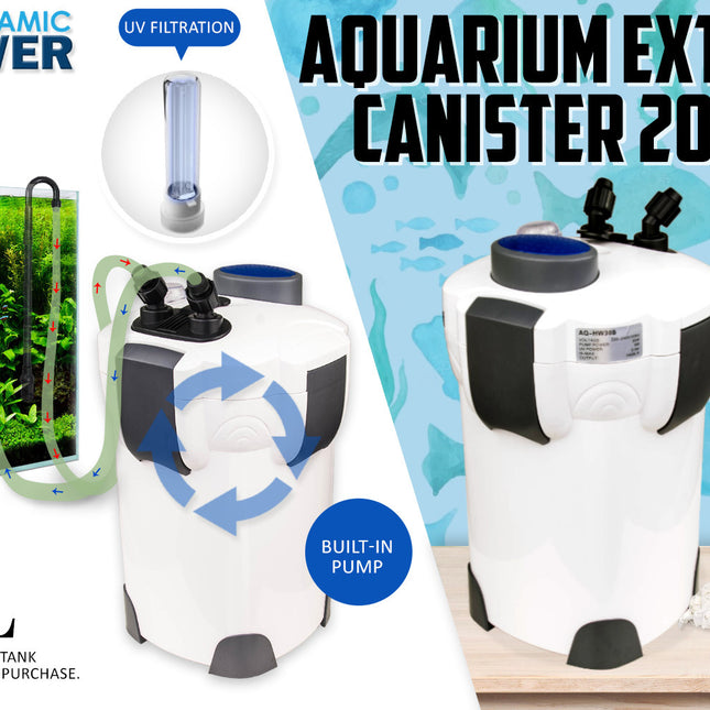 Dynamic Power Aquarium UV Light External Canister Filter 2000L/H + Media Kit