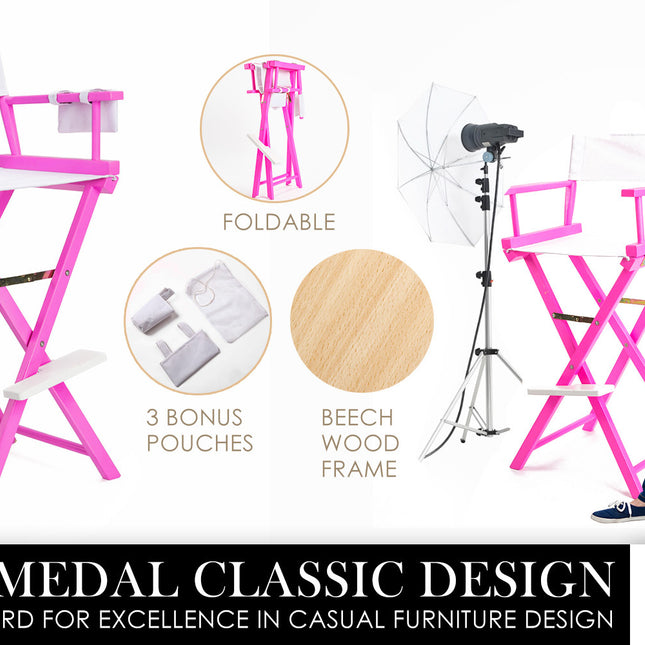La Bella 2 Set Pink Folding Tall Chair DARK HUMOR Movie Director 75cm