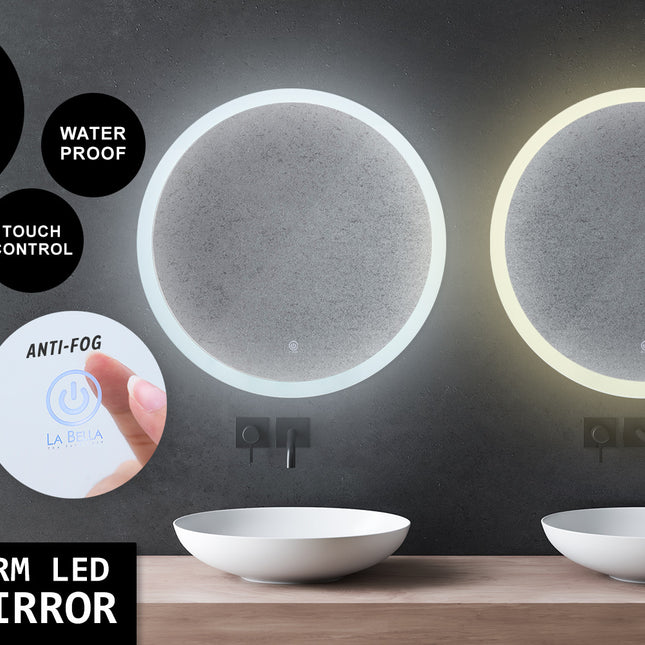 La Bella LED Wall Mirror Round Touch Anti-Fog Makeup Decor Bathroom Vanity 70cm