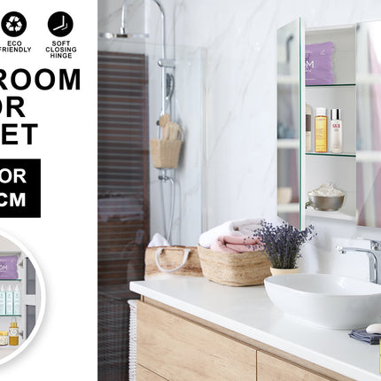 La Bella White Bathroom Mirror Cabinet Wall Twin Door Shaving Storage 60 x 72 cm